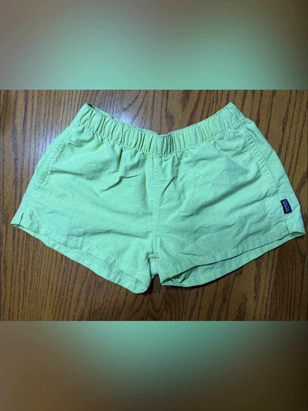Chartreuse/ neon yellow Patagonia baggies shorts